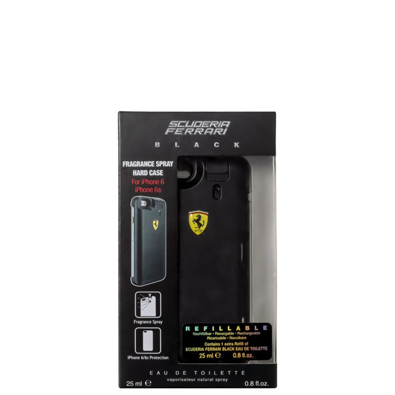 Conjunto Scuderia Ferrari Black Ferrari Masculino - Capa Para iPhone Eau de Toilette 25ml + Refil Eau de Toilette 25ml