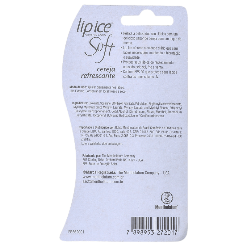 Lip Ice Soft Cereja Refrescante FPS 20 - Protetor Labial 2g