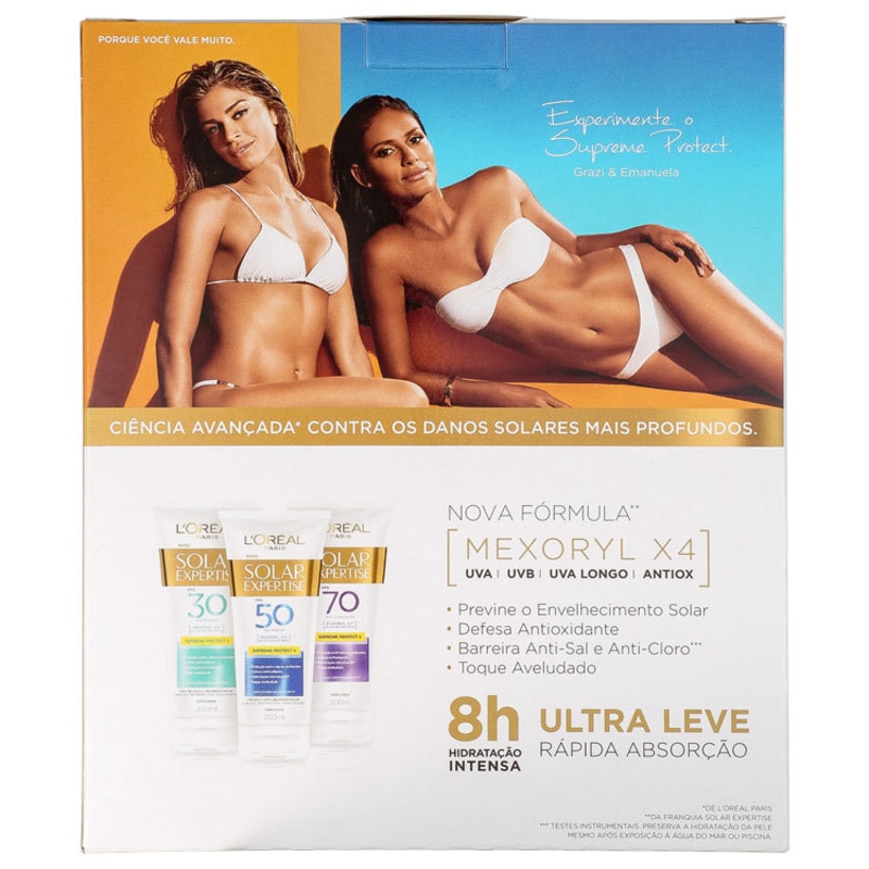 Kit L'Oréal Paris Solar Expertise FPS 50 e 60 - Protetor Solar Facial 50g + Corporal 200ml