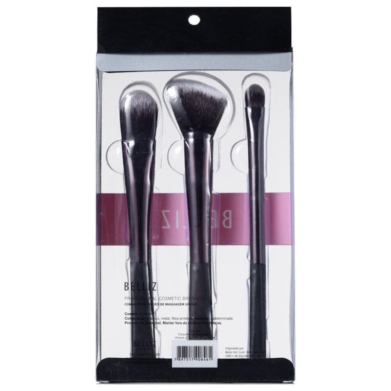 Kit de Pincéis Belliz Unique Preto e Cobre (3 produtos)