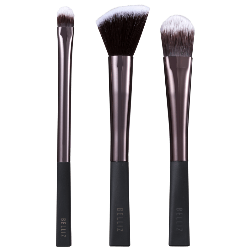 Kit de Pincéis Belliz Unique Preto e Cobre (3 produtos)