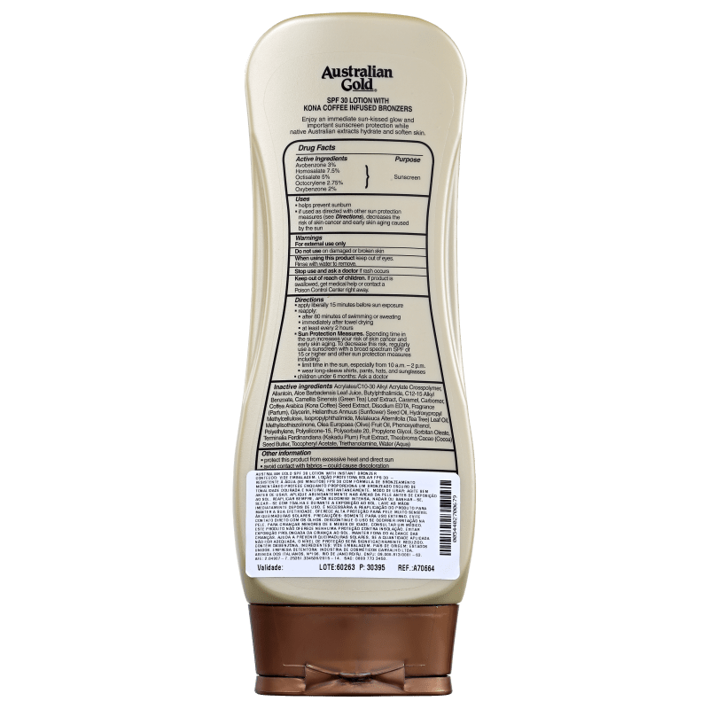 Australian Gold Lotion Kona Coffee FPS 30 - Protetor Solar em Loção 237ml