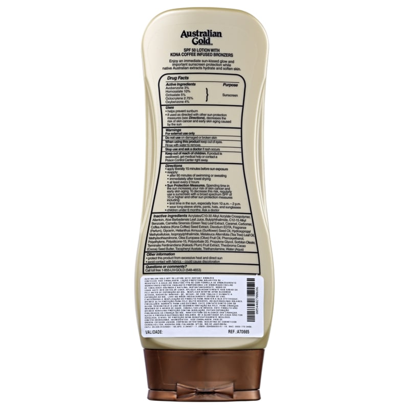 Australian Gold Lotion Sunscreen Kona Coffee FPS 50 - Protetor Solar em Loção 237ml