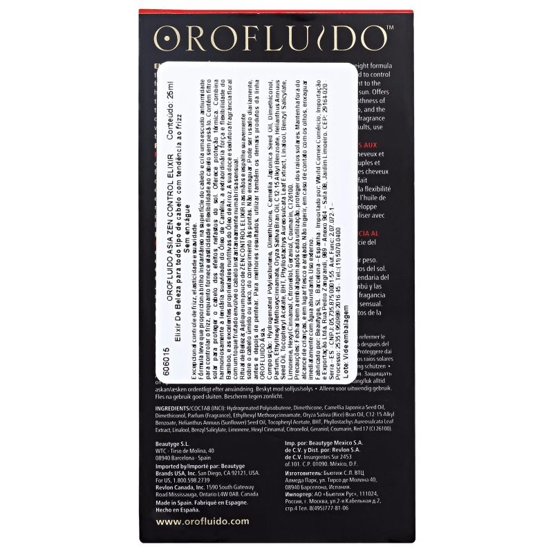 Orofluido Asia Zen Control Elixir - Sérum 25ml