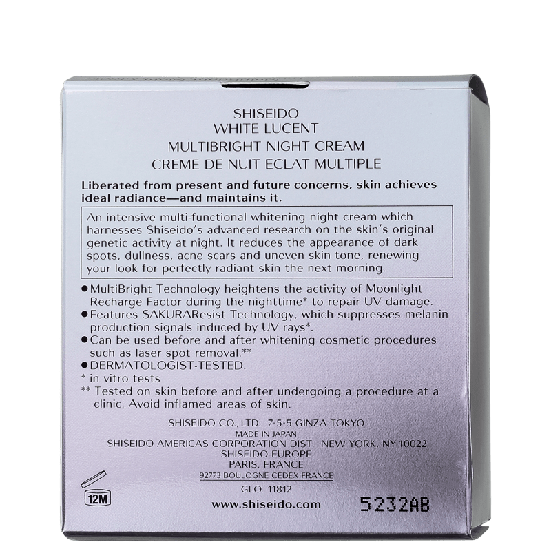 Shiseido White Lucent MultiBright Night Cream - Creme Clareador de Manchas 50ml