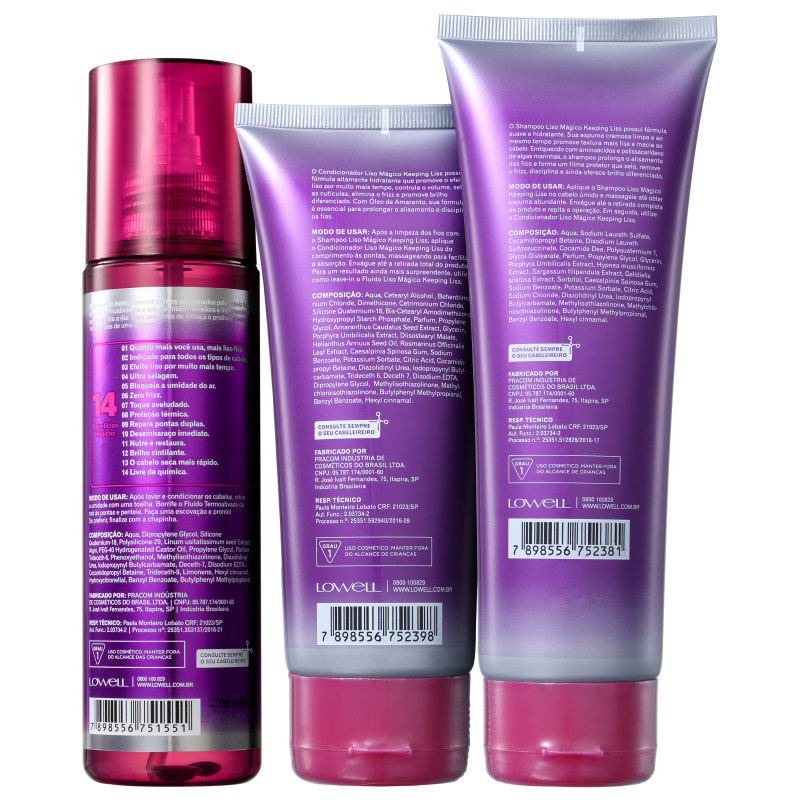 Lowell Keeping Liss Liso Mágico Intenso Kit (3 produtos)
