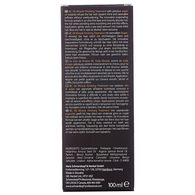 Schwarzkopf Professional BC Bonacure Oil Miracle Finishing Treatment - Óleo de Argan 100ml