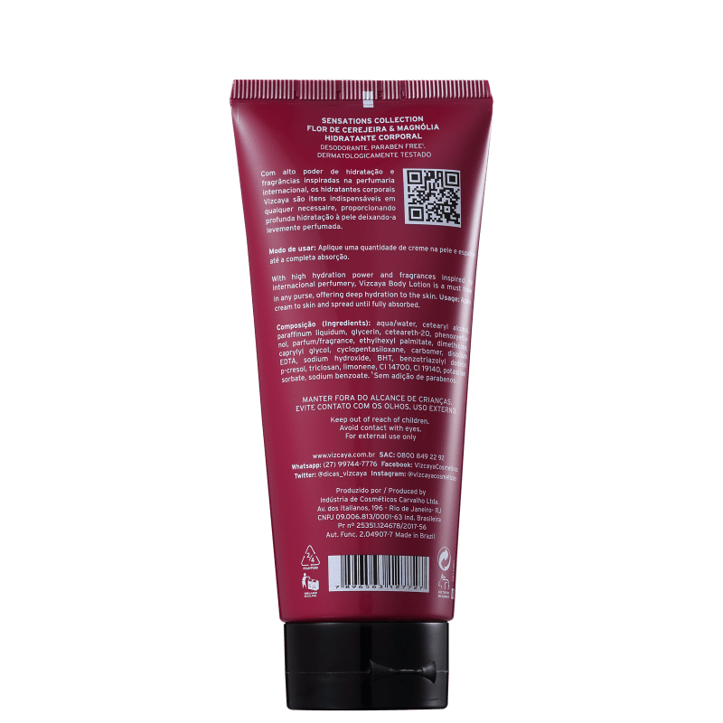 Vizcaya Sensations Flor de Cerejeira & Magnólia - Creme Hidratante Corporal 200ml