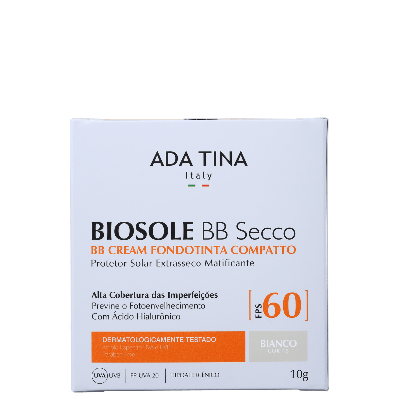 Ada Tina Biosole BB Secco FPS60 Bianco - Protetor Solar Facial com Cor 10g