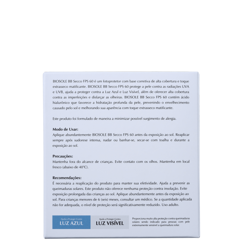 Ada Tina Biosole BB Secco FPS60 Bianco - Protetor Solar Facial com Cor 10g