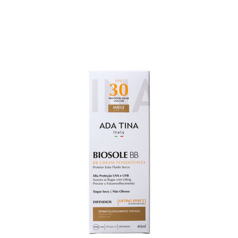 Ada Tina Biosole BB Cream FPS30 Miele - Protetor Facial com Cor 40ml