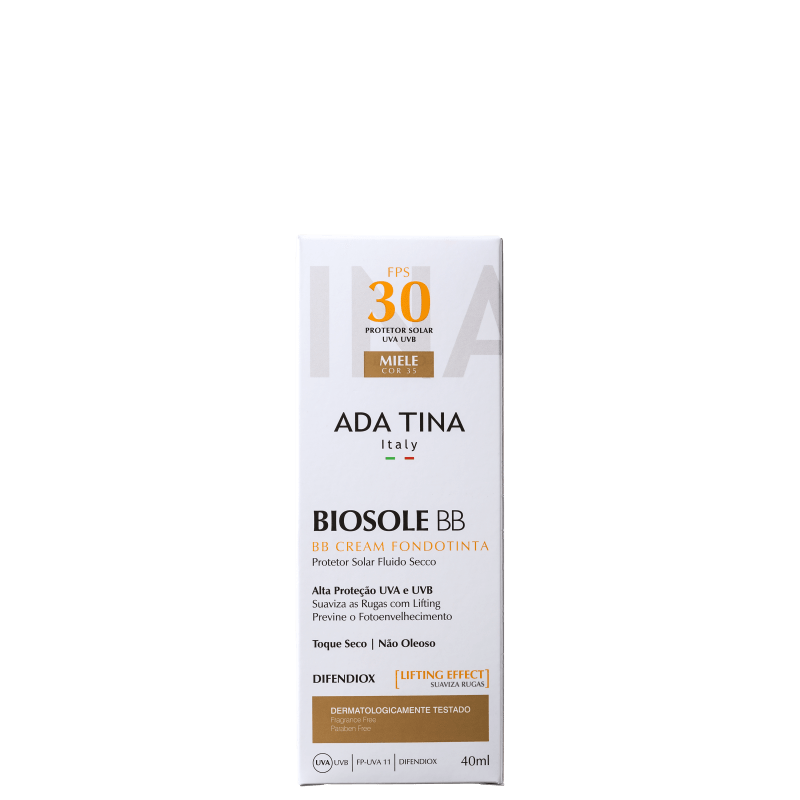 Ada Tina Biosole BB Cream FPS30 Miele - Protetor Facial com Cor 40ml