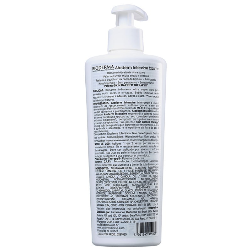 Bioderma Atoderm Intensive Baume - Creme Hidratante Corporal 500ml