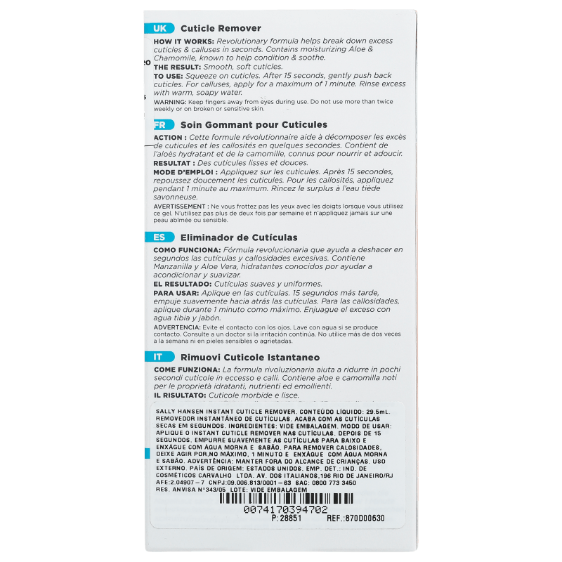 Sally Hansen Instant Cuticle Remover - Removedor Instantâneo de Cutícula 29,5ml