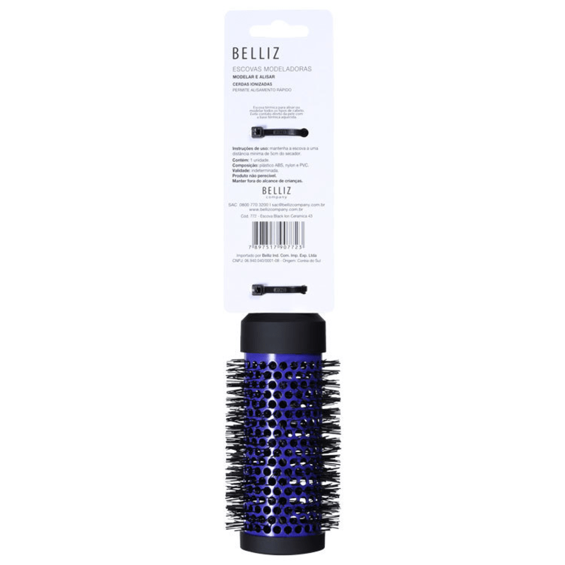 Belliz Black Ion Ceramic - Escova Térmica Vazada 43Mm