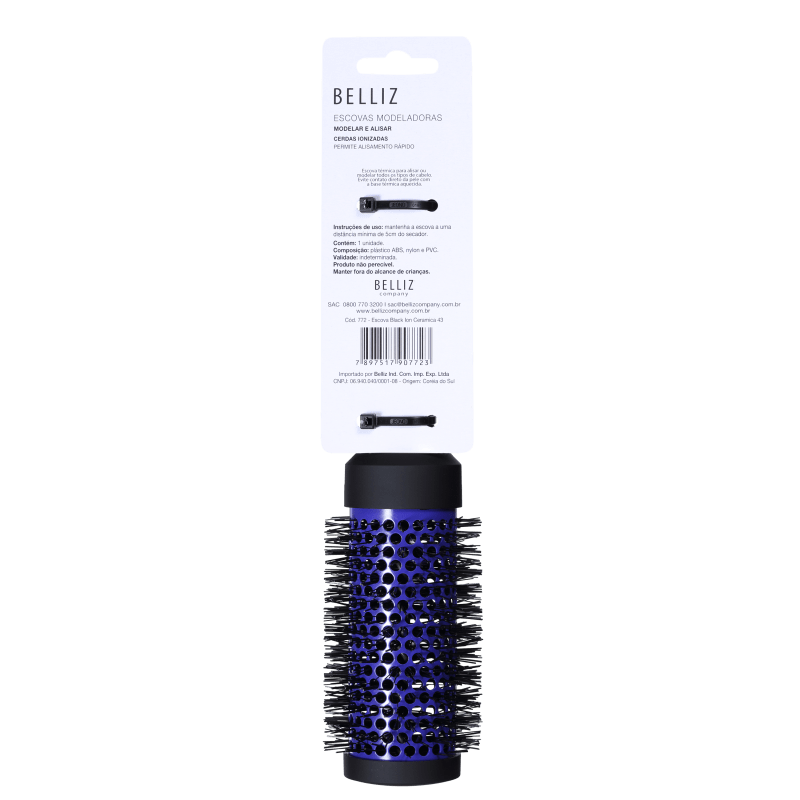 Belliz Black Ion Ceramic - Escova Térmica Vazada 43Mm