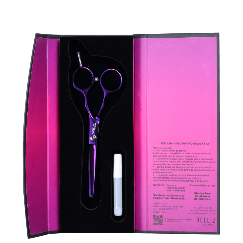 Vertix Tesoura Colorida Fio Navalha 5,5