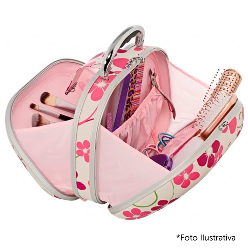 Belliz Eva Média Teen - Maleta Estampa Flores Rosa
