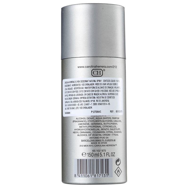 Carolina Herrera 212 Men - Desodorante Spray Masculino 150ml