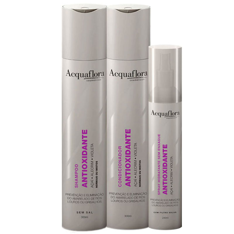 Acquaflora Antioxidante Normais ou Mistos Leave-In Kit (3 Produtos)