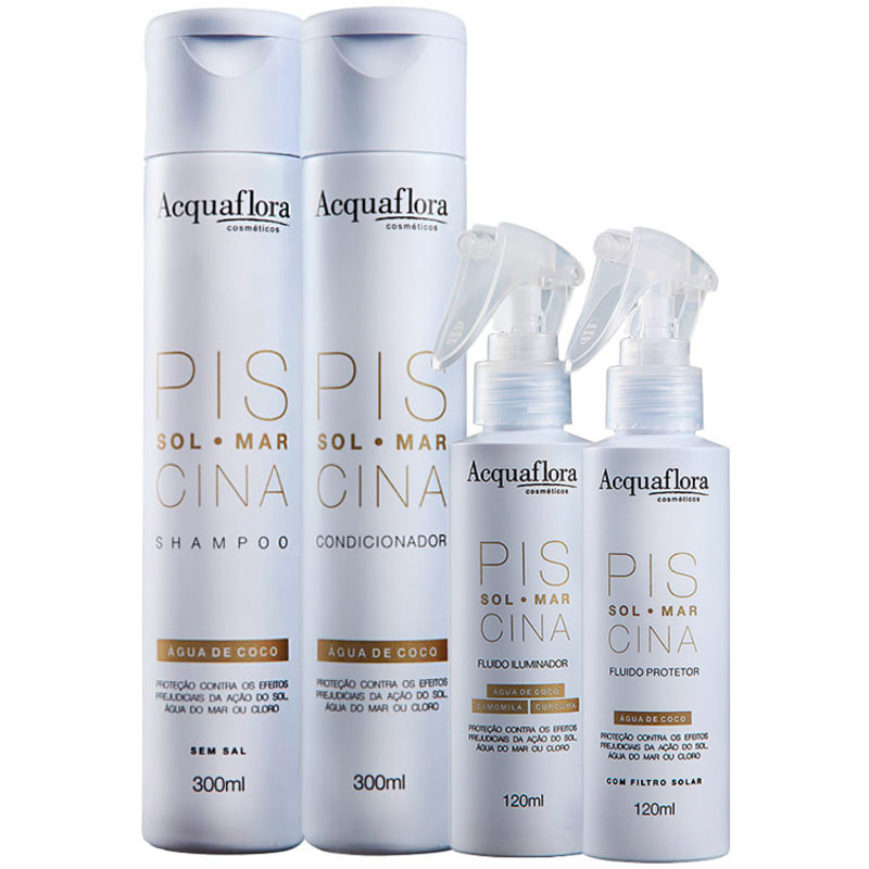 Acquaflora Sol Mar Piscina Protetor Iluminador Kit (4 Produtos)