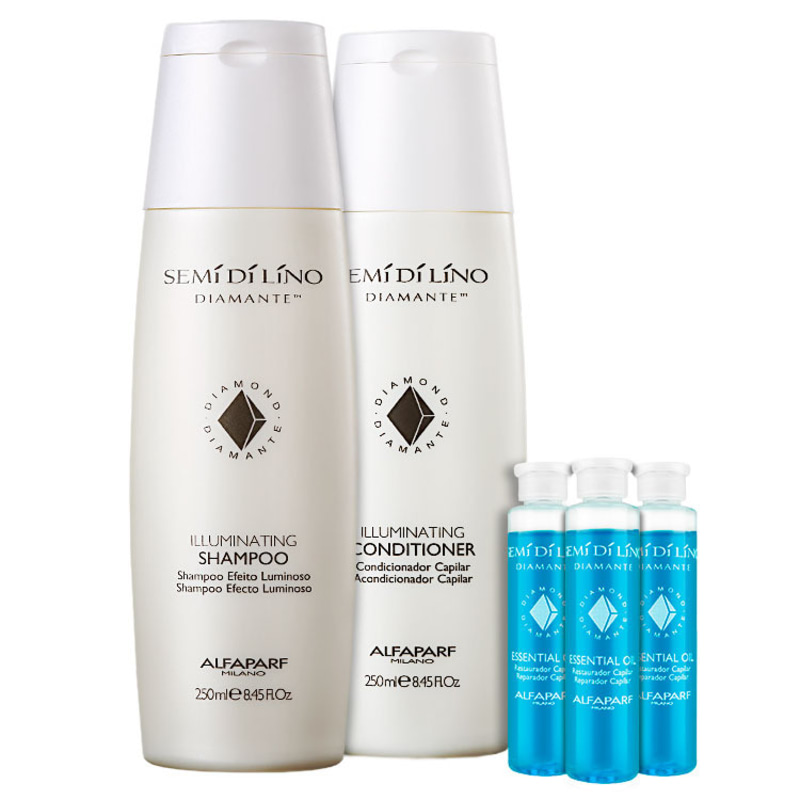 Alfaparf Semi di Lino Diamante Essential Shine Kit (3 Produtos)