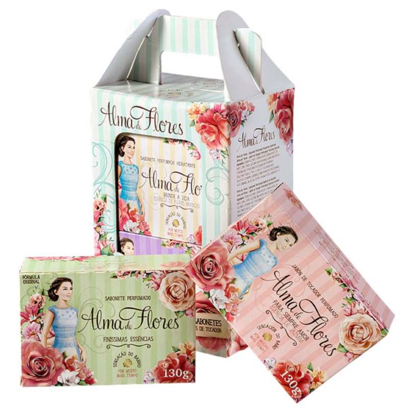 Kit Alma de Flores Perfume e Hidratação - Sabonetes em Barra 4x130g