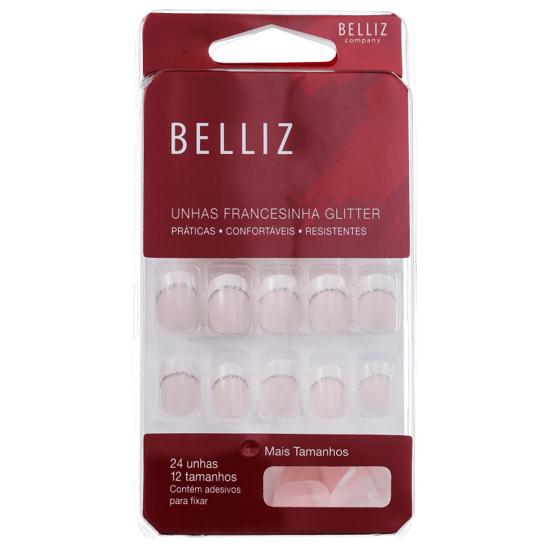 Belliz Francesinha Glitter - Unhas Postiças (24 unidades)