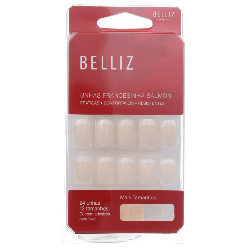 Belliz Francesinha Salmon - Unhas Postiças (24 unidades)