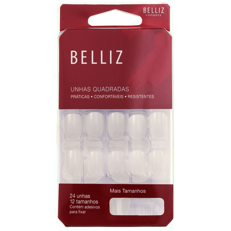 Belliz Quadradas Curtas - Unhas Postiças (24 unidades)