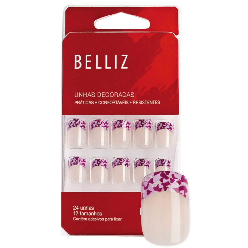Belliz Decoradas 02 - Unhas Postiças (24 unidades)