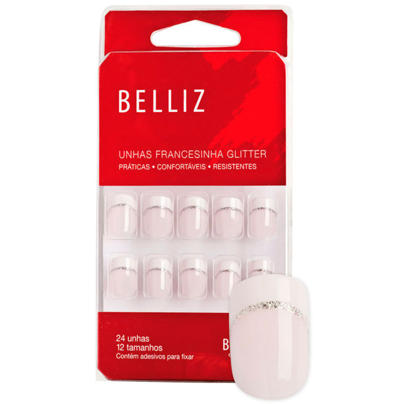 Belliz Francesinha Glitter - Unhas Postiças (24 unidades)