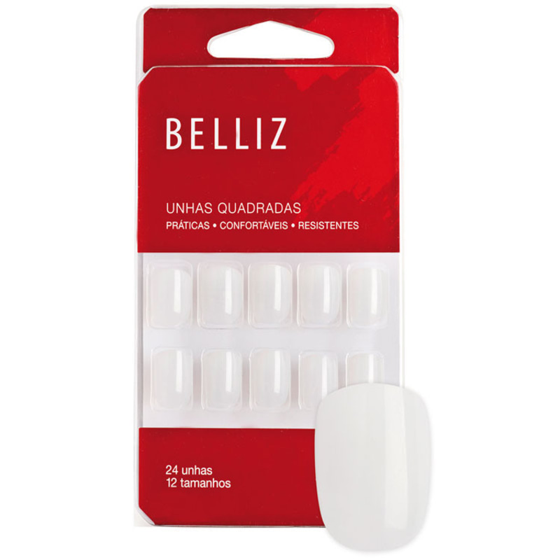 Belliz Quadradas Curtas - Unhas Postiças (24 unidades)