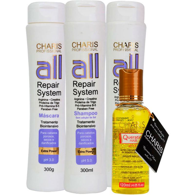 Charis All Repair System Queratina Hair Kit (4 Produtos)