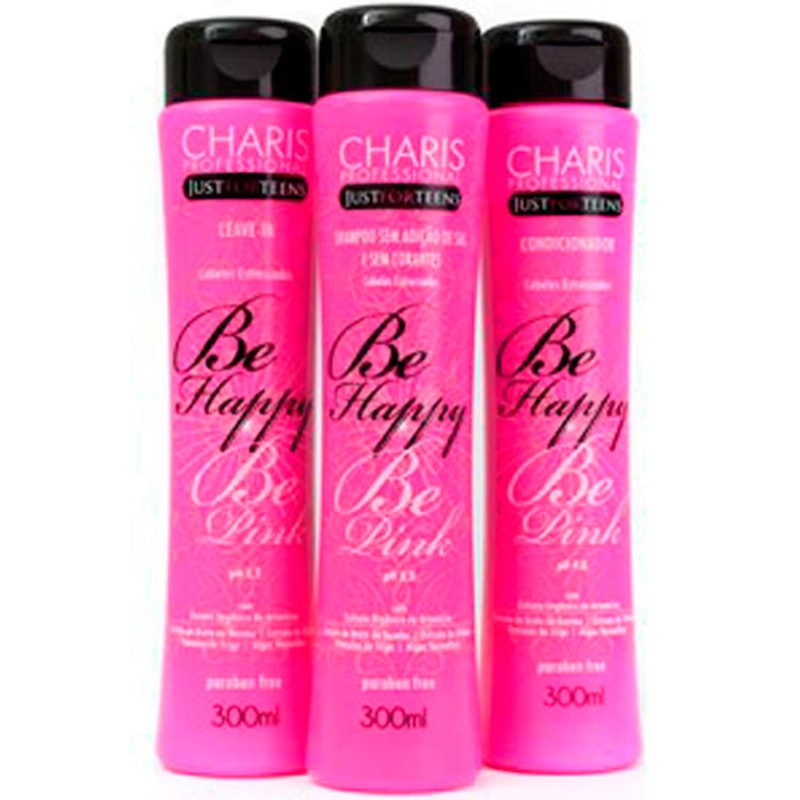 Charis Just for Teens Be Happy Be Pink Kit Completo (3 Produtos)