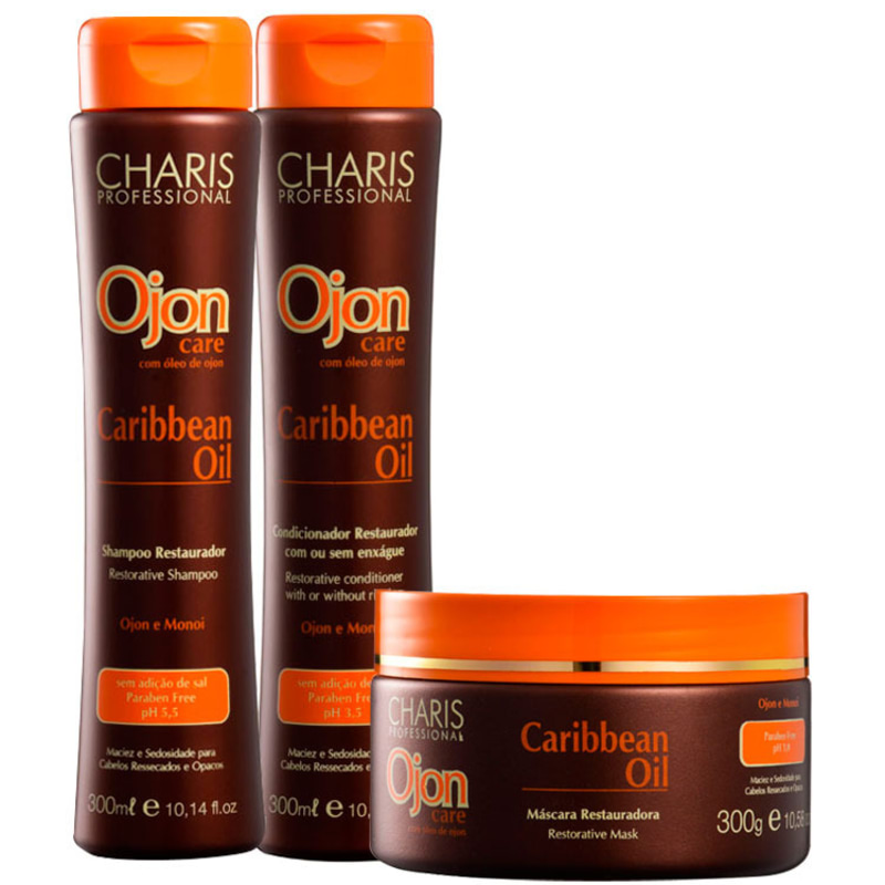 Charis Ojon Care Caribbean Oil Tratamento Restaurador Kit (3 Produtos)