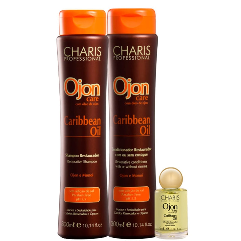 Charis Ojon Care Caribbean Óleo Restaurador Kit (3 Produtos)