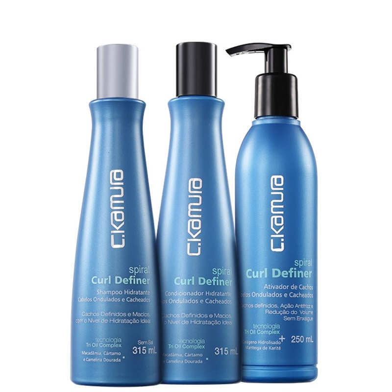 C.Kamura Spiral Curl Definer Antifrizz Trio Kit (3 Produtos)