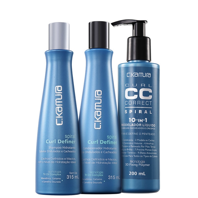 C.Kamura Spiral Curl Definer Correct Trio Kit (3 Produtos)