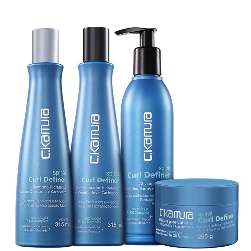 C.Kamura Spiral Curl Definer Tri Oil Complex Kit (4 Produtos)