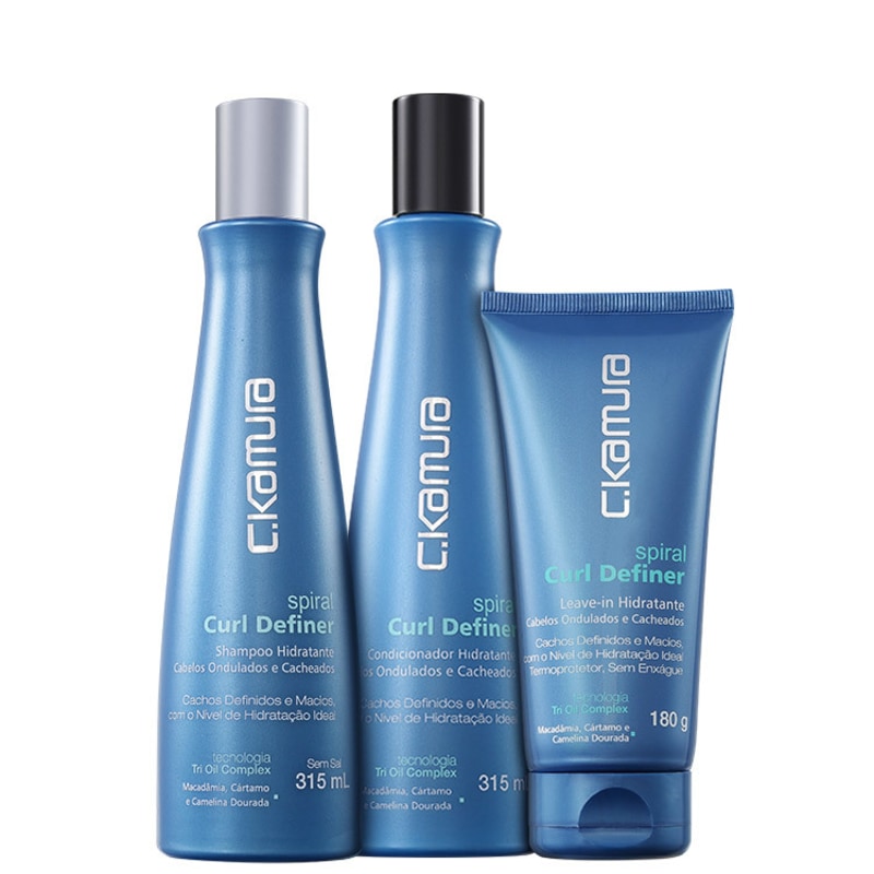C.Kamura Spiral Curl Definer Tri Oil Complex Trio Kit (3 Produtos)