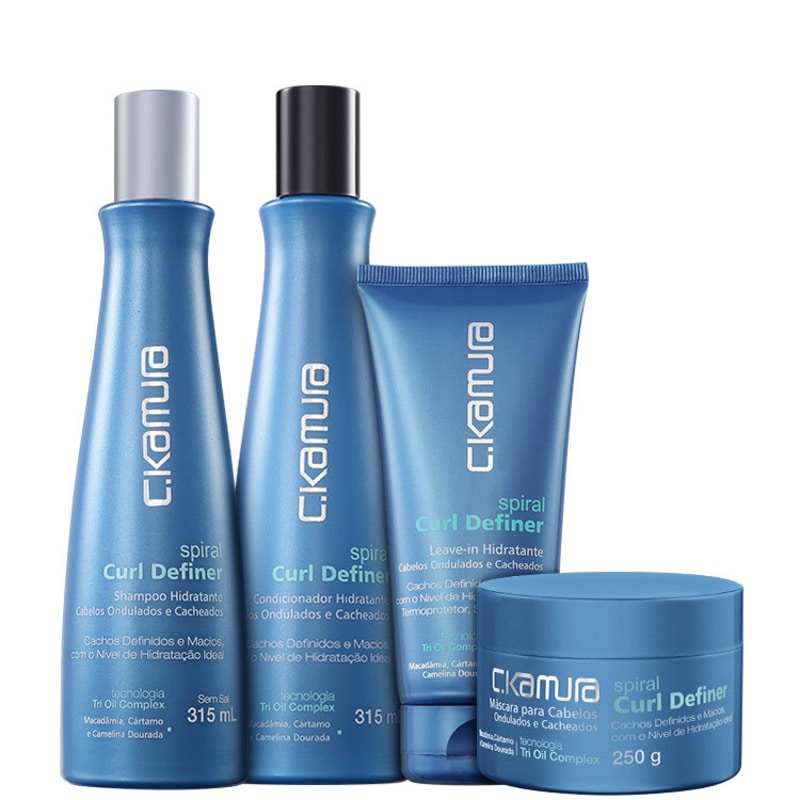 C.Kamura Spiral Curl Definer Tri Oil Kit (4 Produtos)