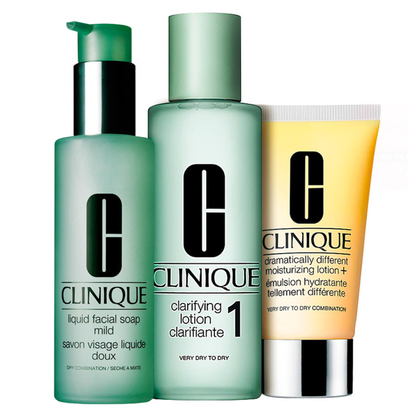 Clinique Sistema 3 Passos Pele 1 - Seca ou Muito Seca - Kit (3 Produtos)