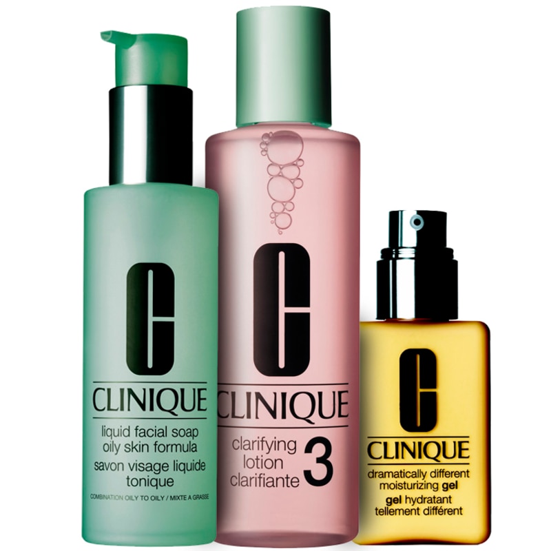 Clinique Sistema 3 Passos Pele 3 - Pele Mista para Oleosa Extra Kit (3 Produtos)