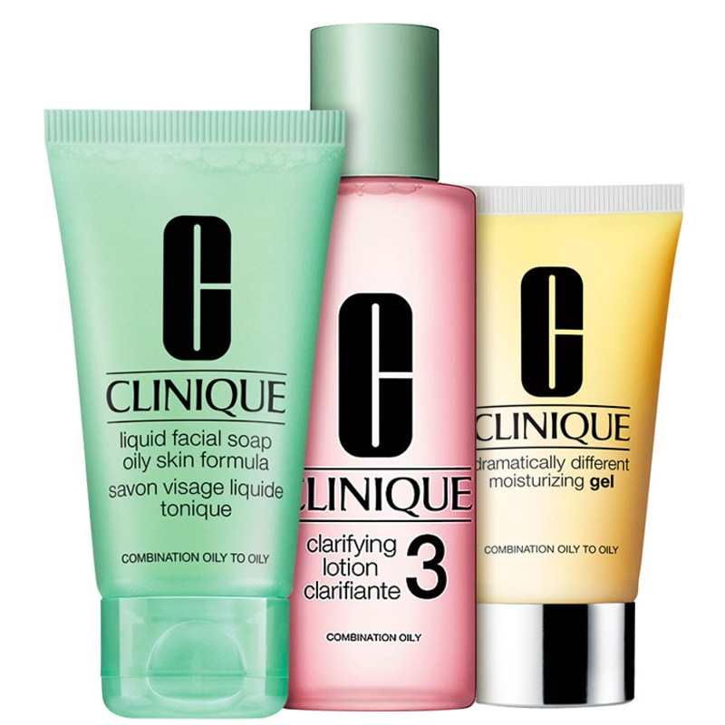 Kit Clinique Sistema 3 Passos Pele 3 Mista para Oleosa (3 produtos)