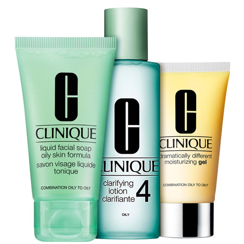 Kit Clinique Sistema 3 Passos Pele 4 Oleosa (3 produtos)