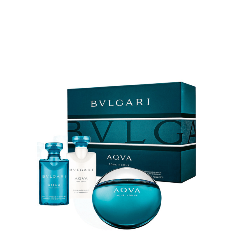 Conjunto Aqva Bvlgari Masculino - Eau de Toilette 50ml + Pós-Barba 40ml + Gel de Banho 40ml