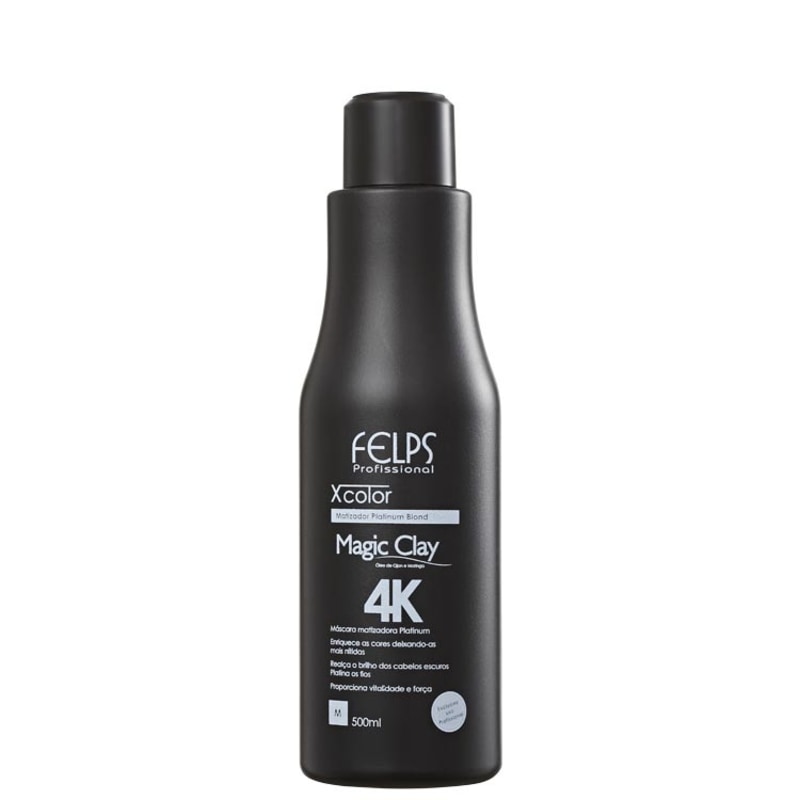 Felps Profissional XColor Matizador Platinum Blond Magic Clay 4K - Máscara de Tratamento 500g
