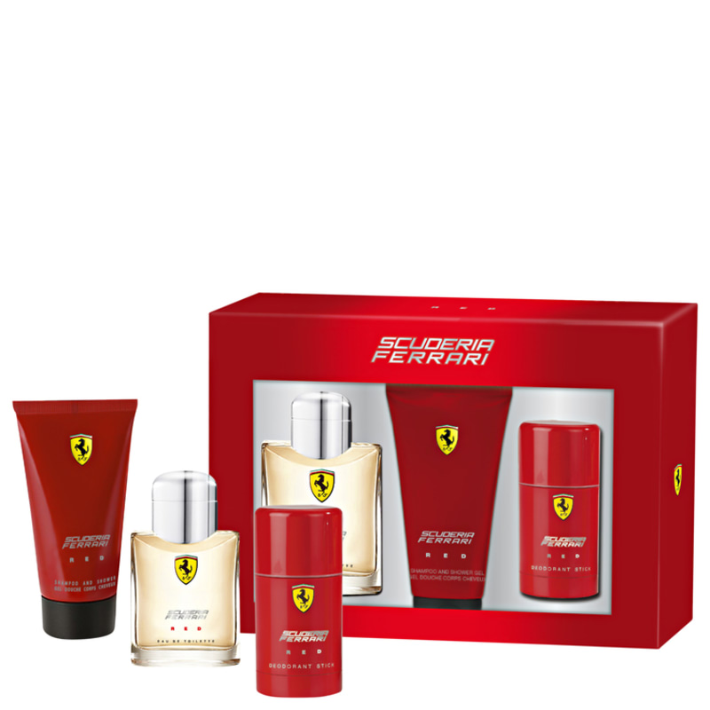 Conjunto Ferrari Scuderia Red Masculino - Eau de Toilette 125ml + Gel de Banho 150ml + Desodorante 75ml