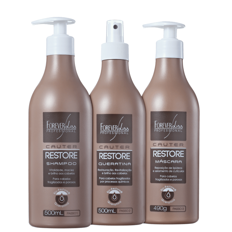 Forever Liss Professional Cauter Restore Cabelo Forte Kit (3 Produtos)